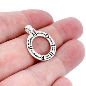 Vintage Sterling Silver 925 2.6cm "Mother" Circle Pendant